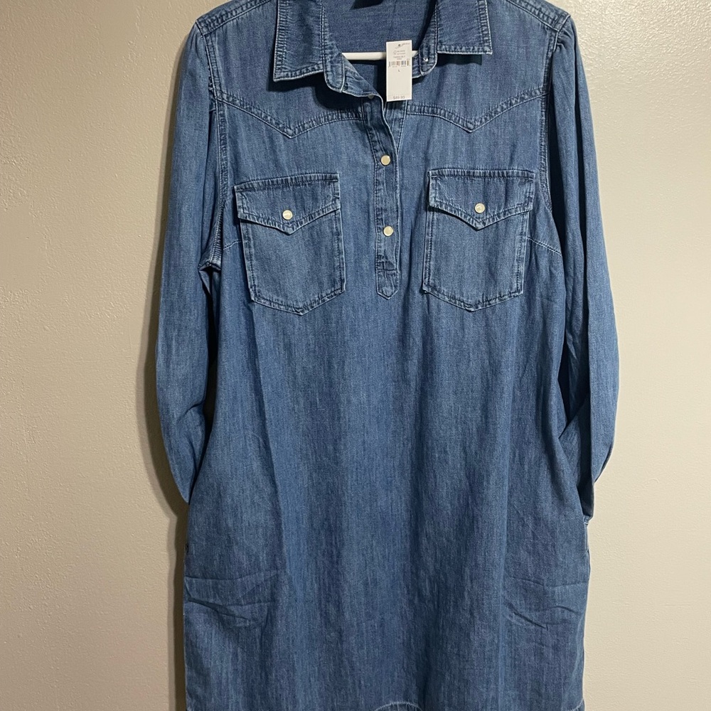 New with Tags GAP Blue Denim Shirt Dress